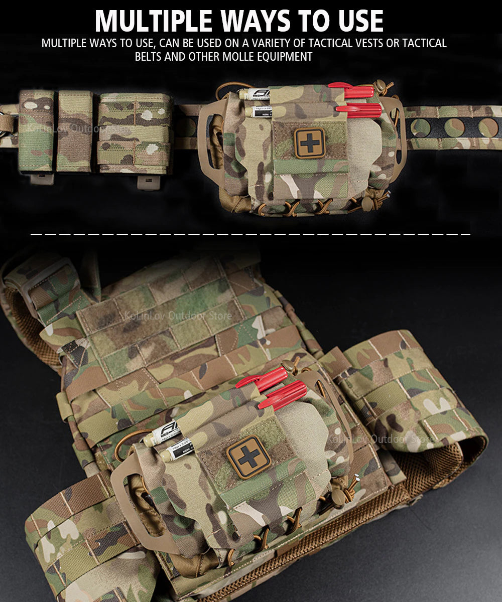 NEW Tactical Pouch with MOLLE attachments for belt/ Gear/ Backpack; Rapid Deployment First-aid Kit ; Survival Outdoor Hunting Emergency Camping Medical Kit