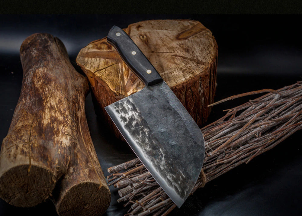 XITUO Full Tang Chef Knife; Handmade Forged High-carbon Clad Steel Knives; Cleaver Filleting Slicing Broad Butcher knife