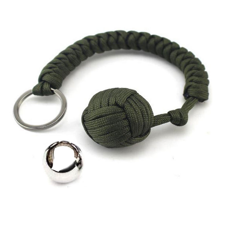 Self-Defense Monkey Fist; Security Protection Monkey Fist tool; Self Defense Lanyard with Steel ball and Paracord; Survival Self-defense Key Chain
