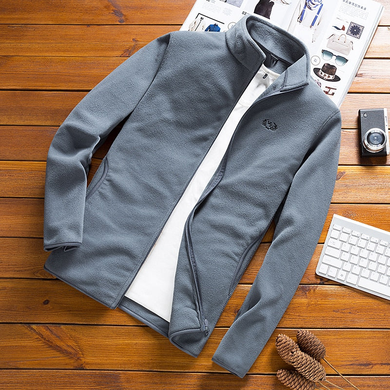 Streetwear Grey Man Casual Fleece Tactical Softshell Varsity Type Thermal jacket