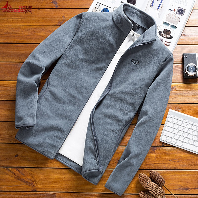 Streetwear Grey Man Casual Fleece Tactical Softshell Varsity Type Thermal jacket