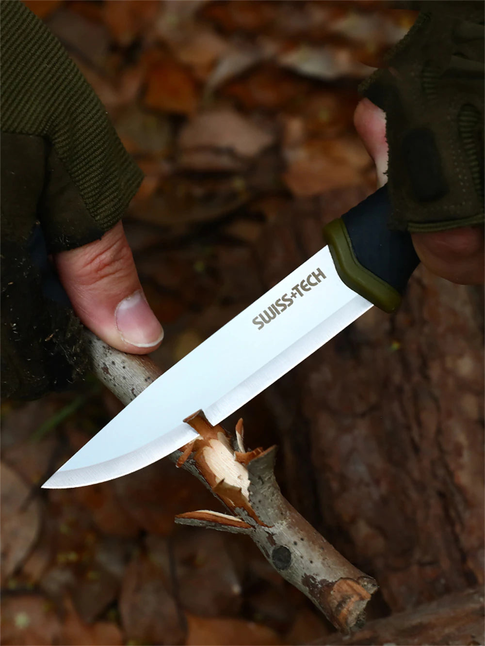 SWISS TECH Fixed Blade Knife; Survival Knife with Sheath; Tactical Military knife; Strong Single Edge Great Hunting Knife