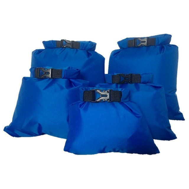5pcs Outdoor Waterproof Swimming Dry Bag; Beach Buckled Storage Sack; Camping Snorkeling Bags With Adjustable Strap Hook