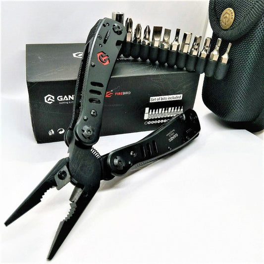 Ganzo 29 In 1 G302B Multitool; Folding Pliers/Knife Multi-Tool with Bits; Wire Cable Cutter Portable Survival multitool with bits; Tactical Survival Multitool Set with bits