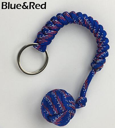 Self-Defense Monkey Fist; Security Protection Monkey Fist tool; Self Defense Lanyard with Steel ball and Paracord; Survival Self-defense Key Chain
