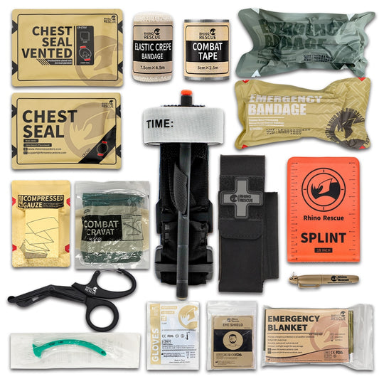 RHINO RESCUE Tactical Trauma Kit; Emergency Rescue Med Kit; Outdoor Emergency First Aid Kit For Camping, Hiking IFAK Refill Kit