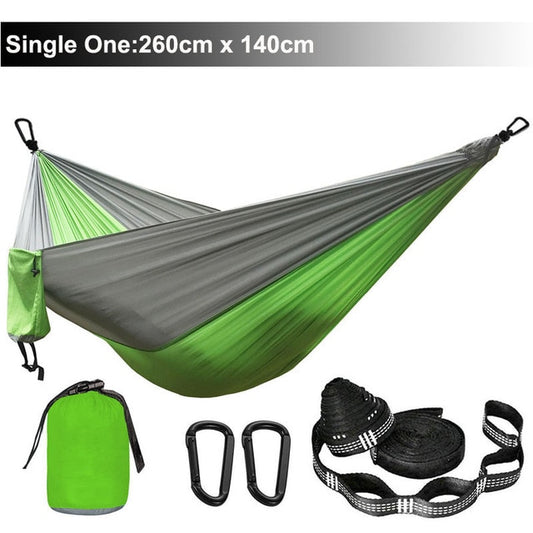 Solid Color Survival Parachute Hammock with Hammock straps and Black carabiner; Camping Survival travel Double Person outdoor Hammock